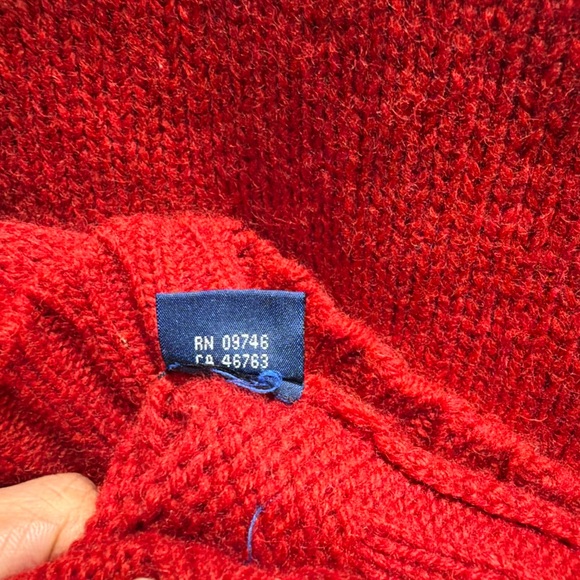 RARE  Vintage 90s Polo Ralph Lauren Bear Sit Down Knit Wool Sweater Size L Red🔥 - Picture 8 of 10